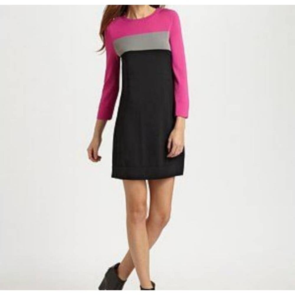 Diane von Furstenberg Aina Colorblock Knit Long Sleeve Mini Dress